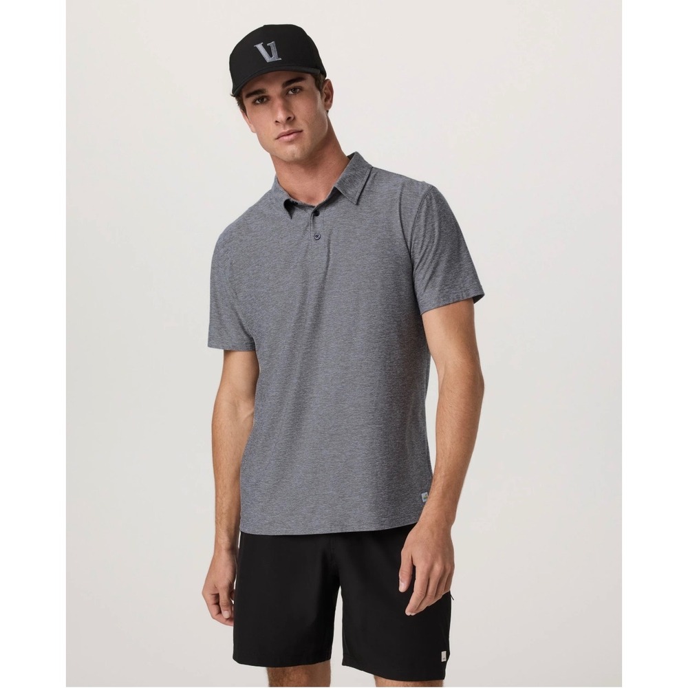 Vuori Strato Tech Polo Mens Medium Charcoal Heather Grey V188 Short Sleeve Shirt